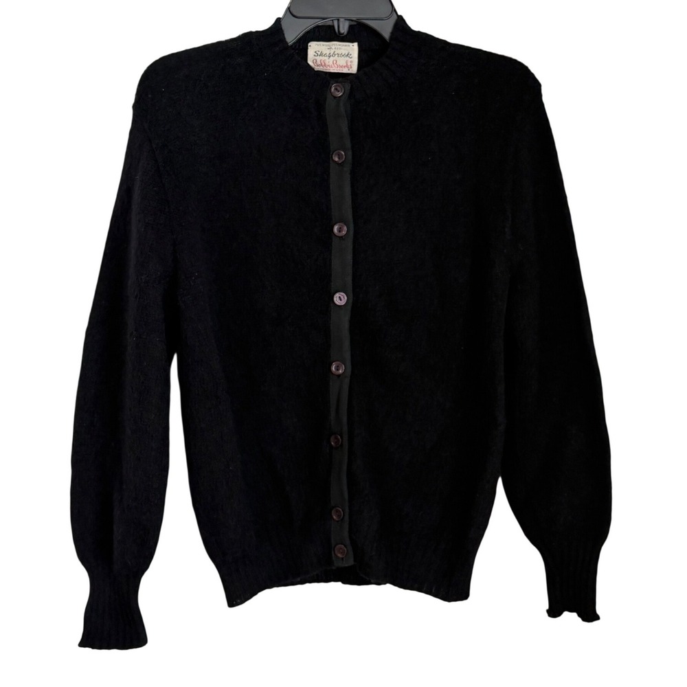 Vintage Bobbie Brooks Mohair Wool Cardigan Sweater Black Medium Cobain 50s 60s